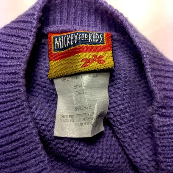 Mickey For Kids Sweater Girls S 4 Purple Pullover Mickey Mouse Vintage Flower - Picture 7 of 16